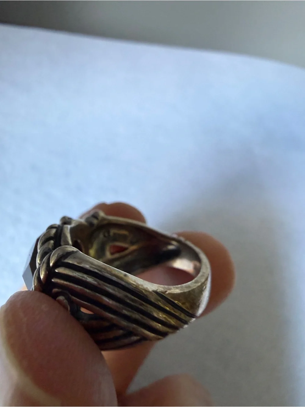 Carolyn Pollack Faceted Tiger's Eye Ring - Brown and Silver Size 7